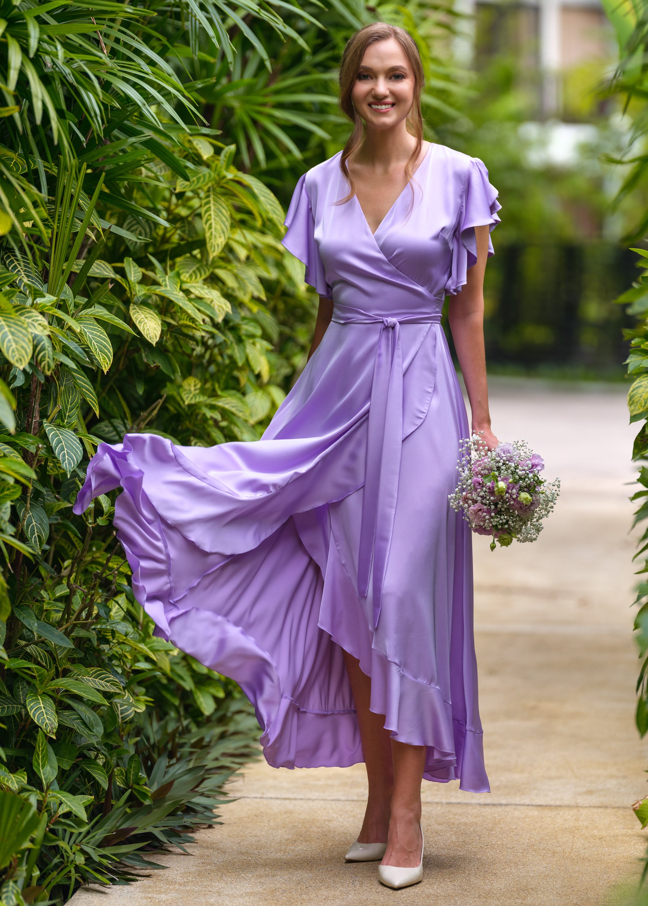 Lilac silk wrap dress, silk dress, wrap dress, bridesmaid dress, wedding guest dress, summer dress, maxi dress, evening dress, long dress Lilac silk wrap dress, silk dress, wrap dress, bridesmaid dress, wedding guest dress, summer dress, maxi dress, evening dress, long dress