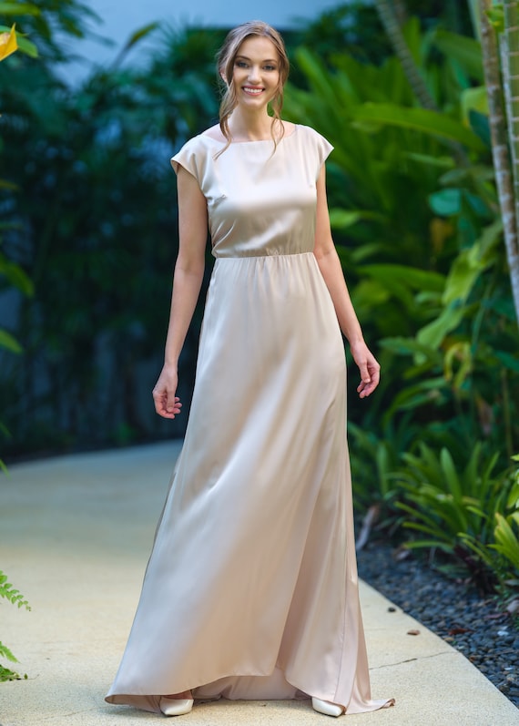 light beige color dress Ella Linen Dress