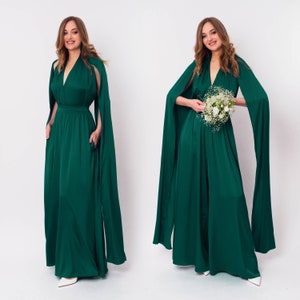 Dark green infinity jumpsuit, silk jumpsuit, bridesmaid jumpsuit, multi wrap multiway convertible jumpsuit, bridesmaid dress image 6