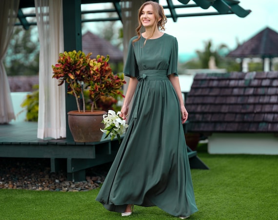 white christmas dresses Ginette Maxi Dress Forest Green main image 1