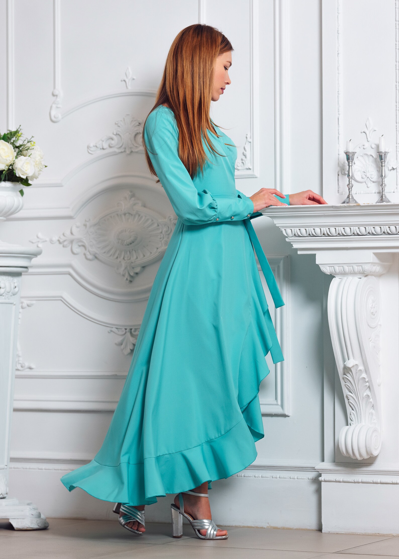 ladies chiffon dress Gwen Sequin Try On Sizes 12-18 size: 14 Size:Us Size 12 MissJophiel 3/4 Sleeves Illusion