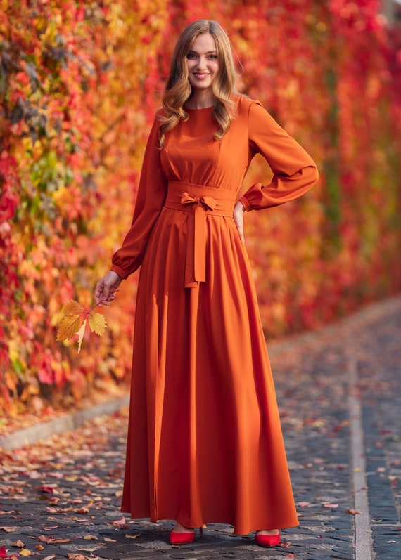 orange maxi dress