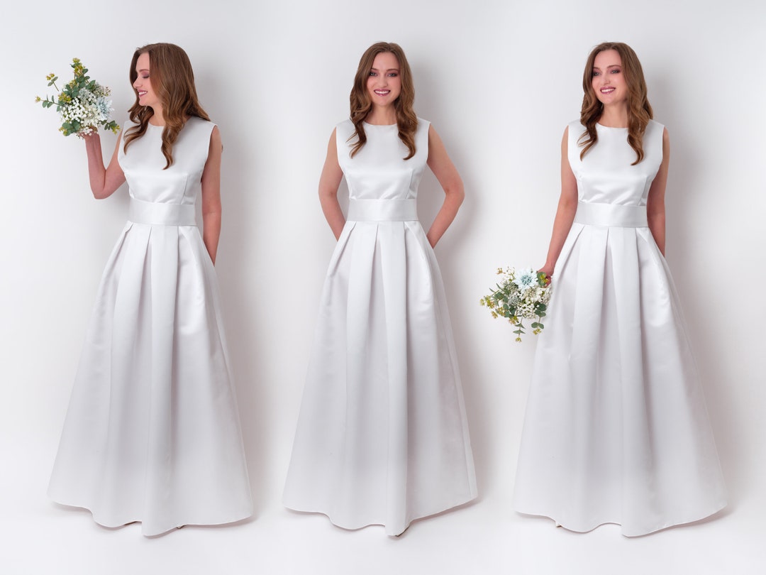 MCieloLuna Flower Girl Dresses For Wedding Bow-Knot Elegant Satin Princess First Communion Dresses 1381914