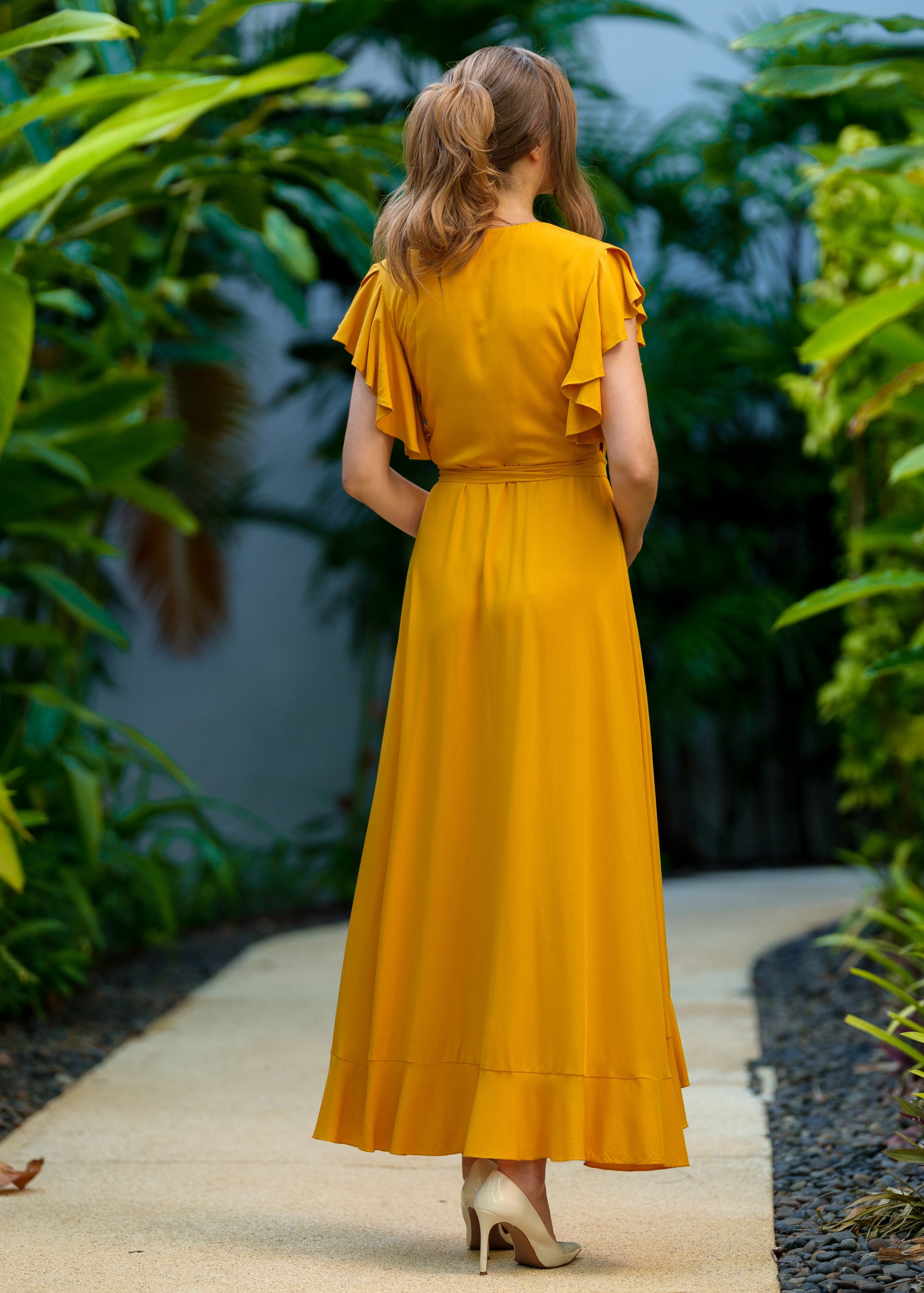 much obliged golden yellow wrap maxi dress Songbird Maxi Dress