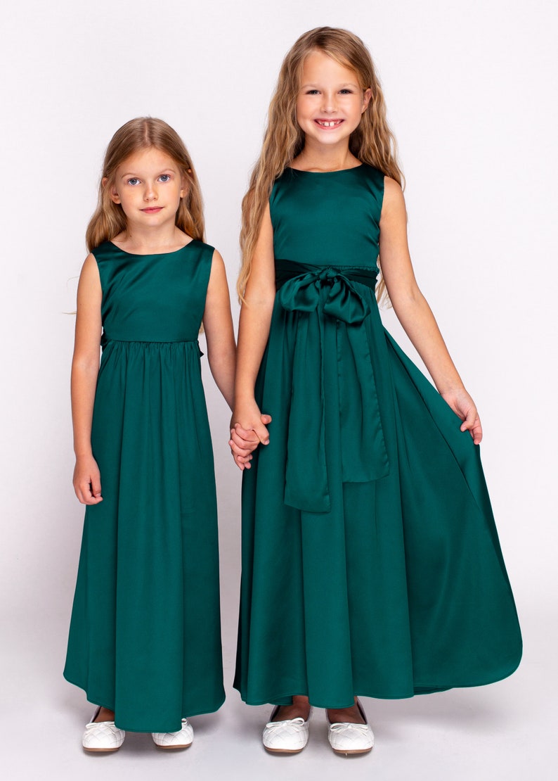Dark green infinity dress, silk infinity dress, bridesmaid dress, flower girl dress, Mother and Daughter dresses image 3