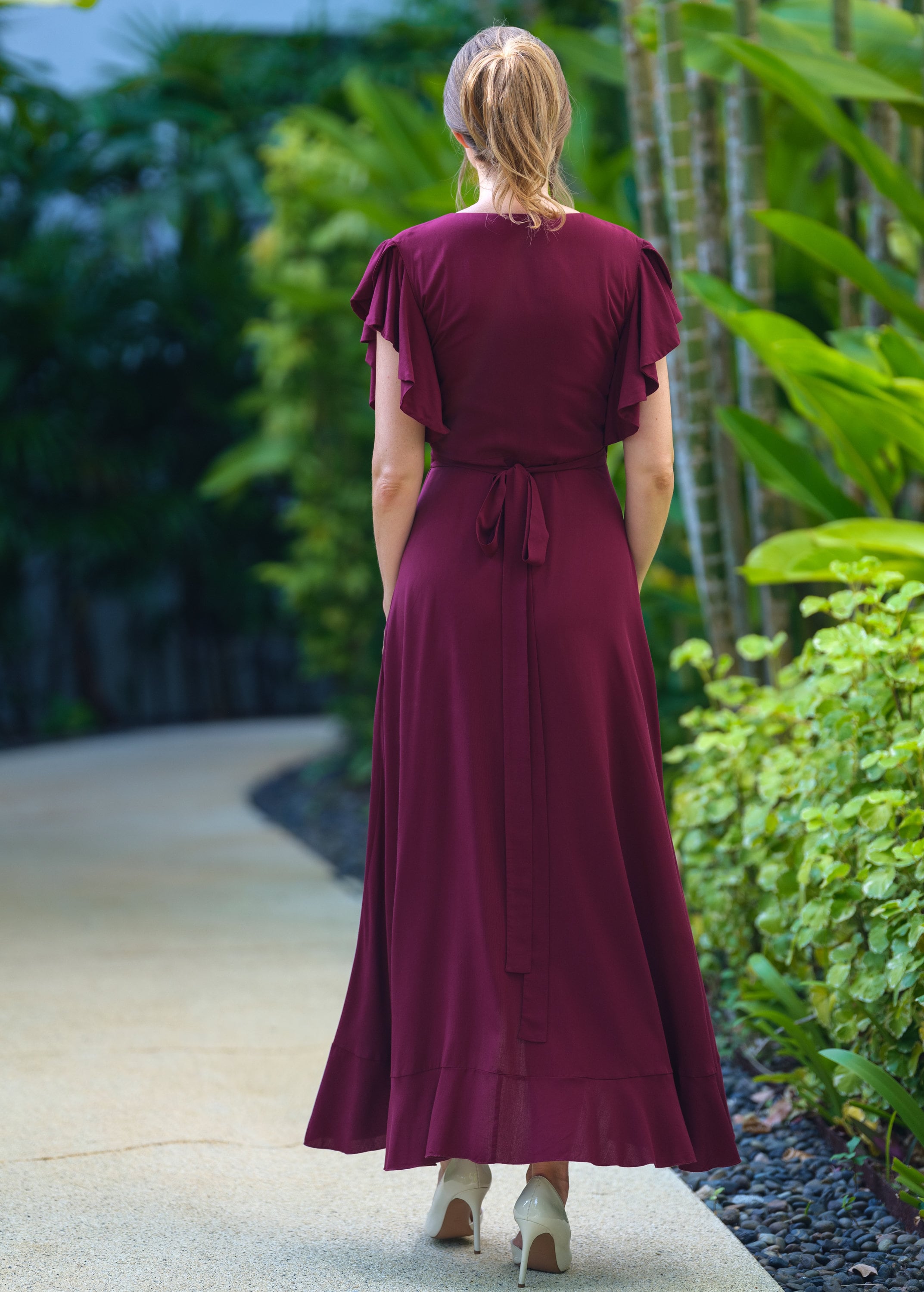 burgundy wrap dress bridesmaid Burgundy Deep V-neck A-line Prom Dresses, Bridesmaid Dresses, Wedding –  ClaireBridal