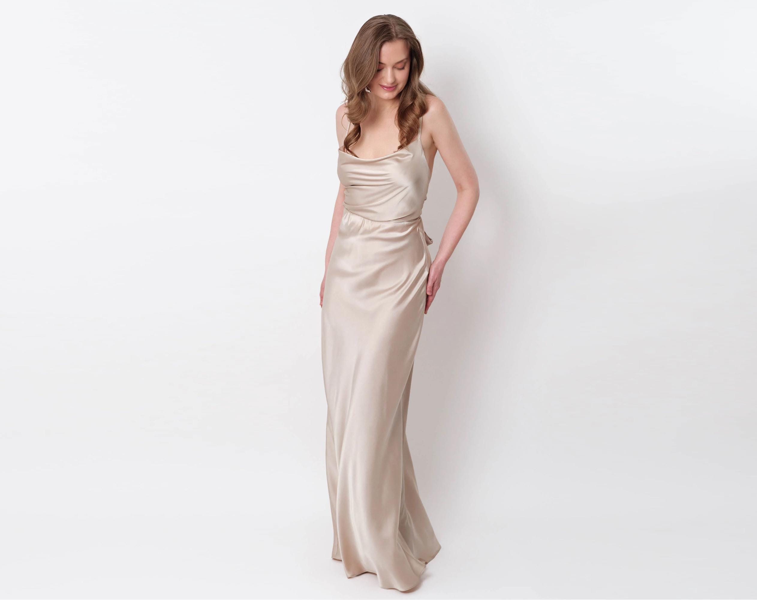 birdy grey champagne dresses Bridesmaid Dresses: Elegant Styles to Choose Champagne matte satin little white dress by Birdy Grey delivering smooth shine and elegant silhouette for chic bridal occasions Champagne Bridesmaid Dress Matte Satin