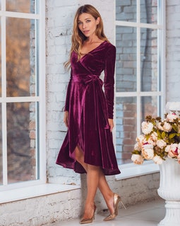 navy wedding guest dresses Simple V Neck Floor Length Long Sleeve Dark Dress This floor Silver Sequin Sheer Shift Size:XL - MIDI length bf21:Men-Belt-Brown