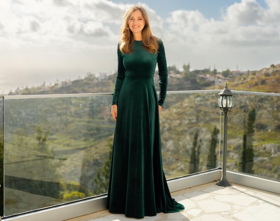 Long Sleeve Tobi Green Velvet Dress Olive Bridesmaid Dress Velvet Size Xs Birdy Grey Ivy
