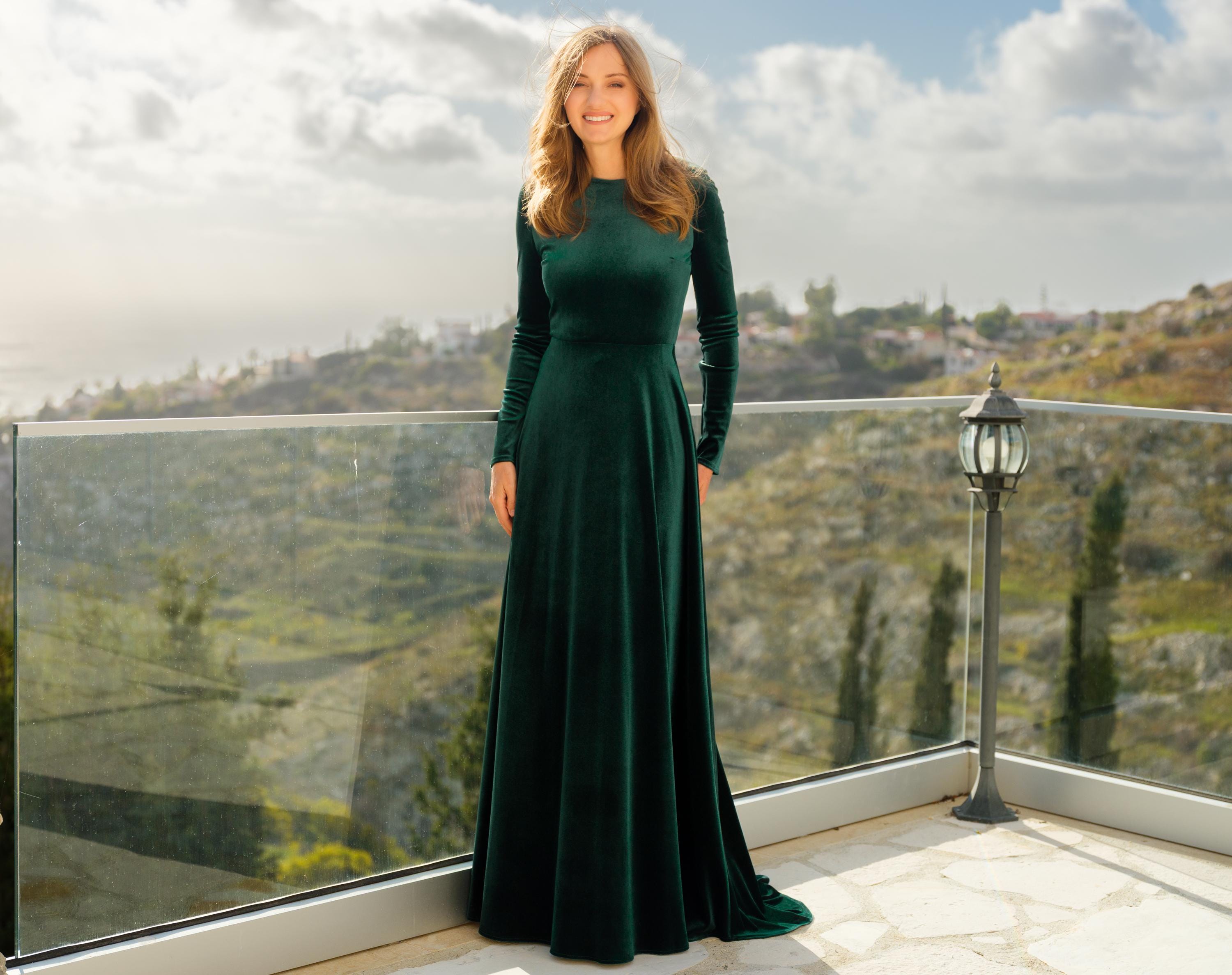 Emerald Green Velvet Dress