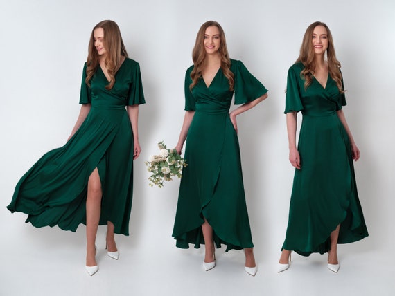 green prom dress tumblr Sheath Spaghetti Straps Corset Satin Prom Dress with Split, Dark Green / Custom Size main image 0