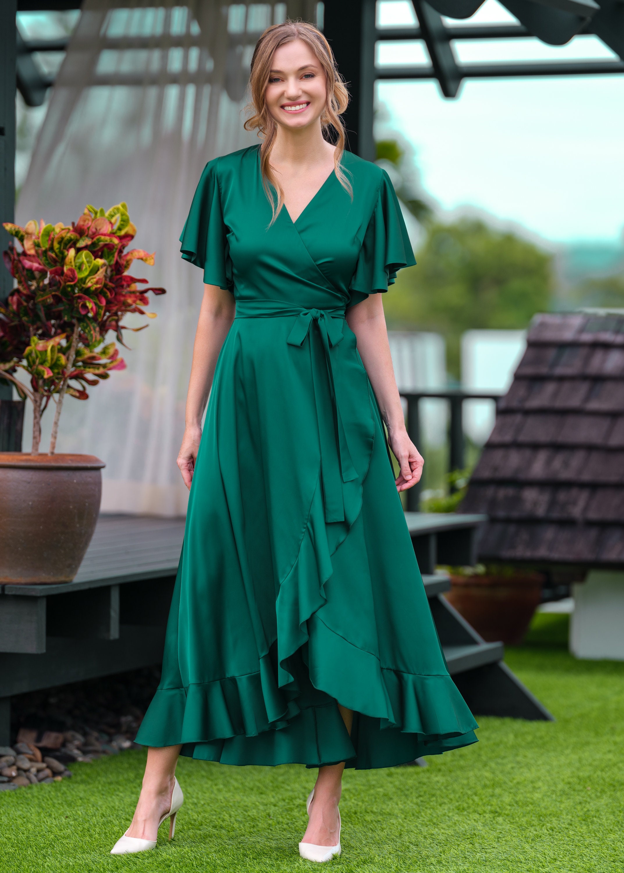 green wrap dress amazon jennimetz on LTK