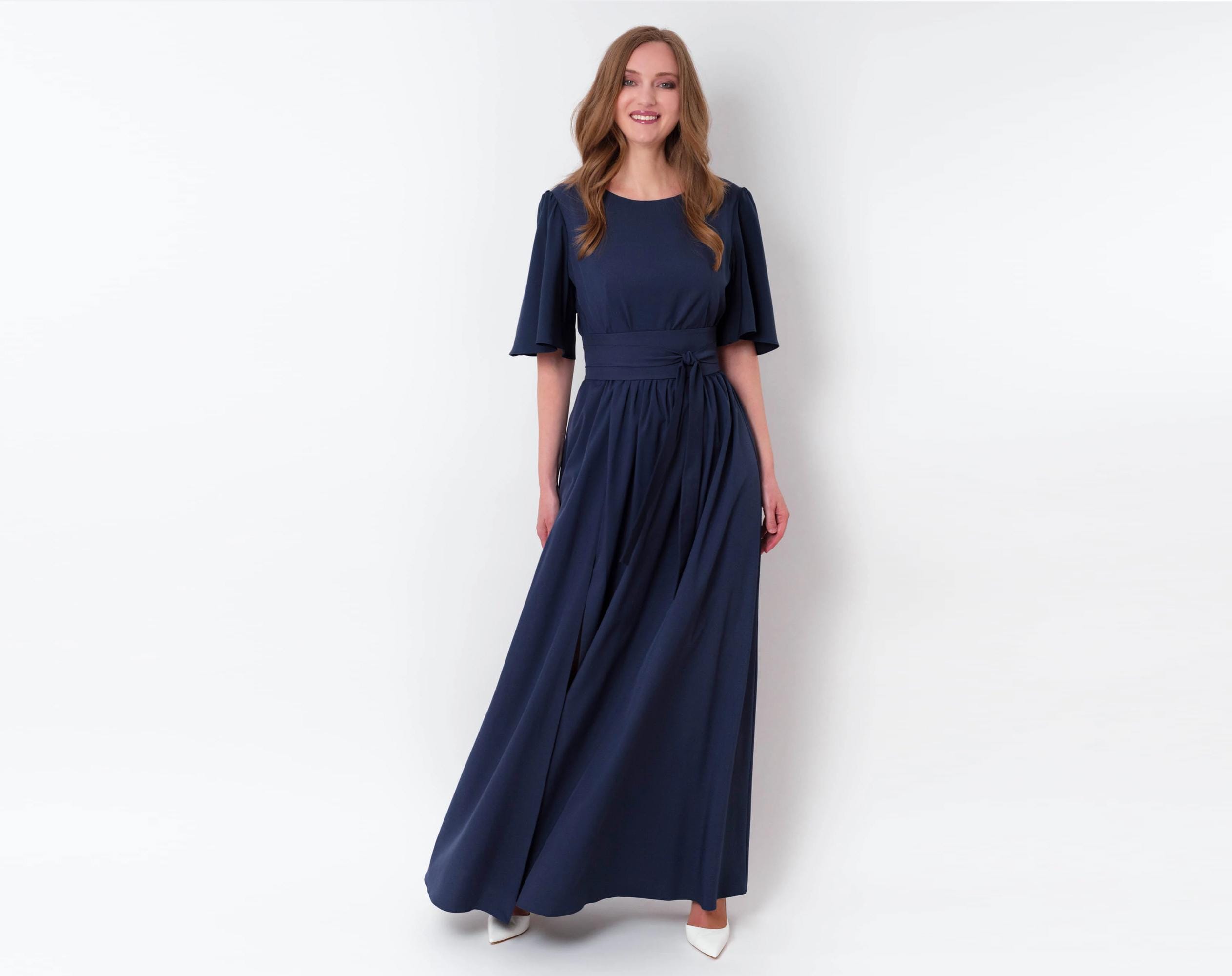 Cocktail Prom Dresses Nordstrom Navy Bridesmaid Dress Dark Navy Chiffon  A-Line Empire Waist Evening Gown