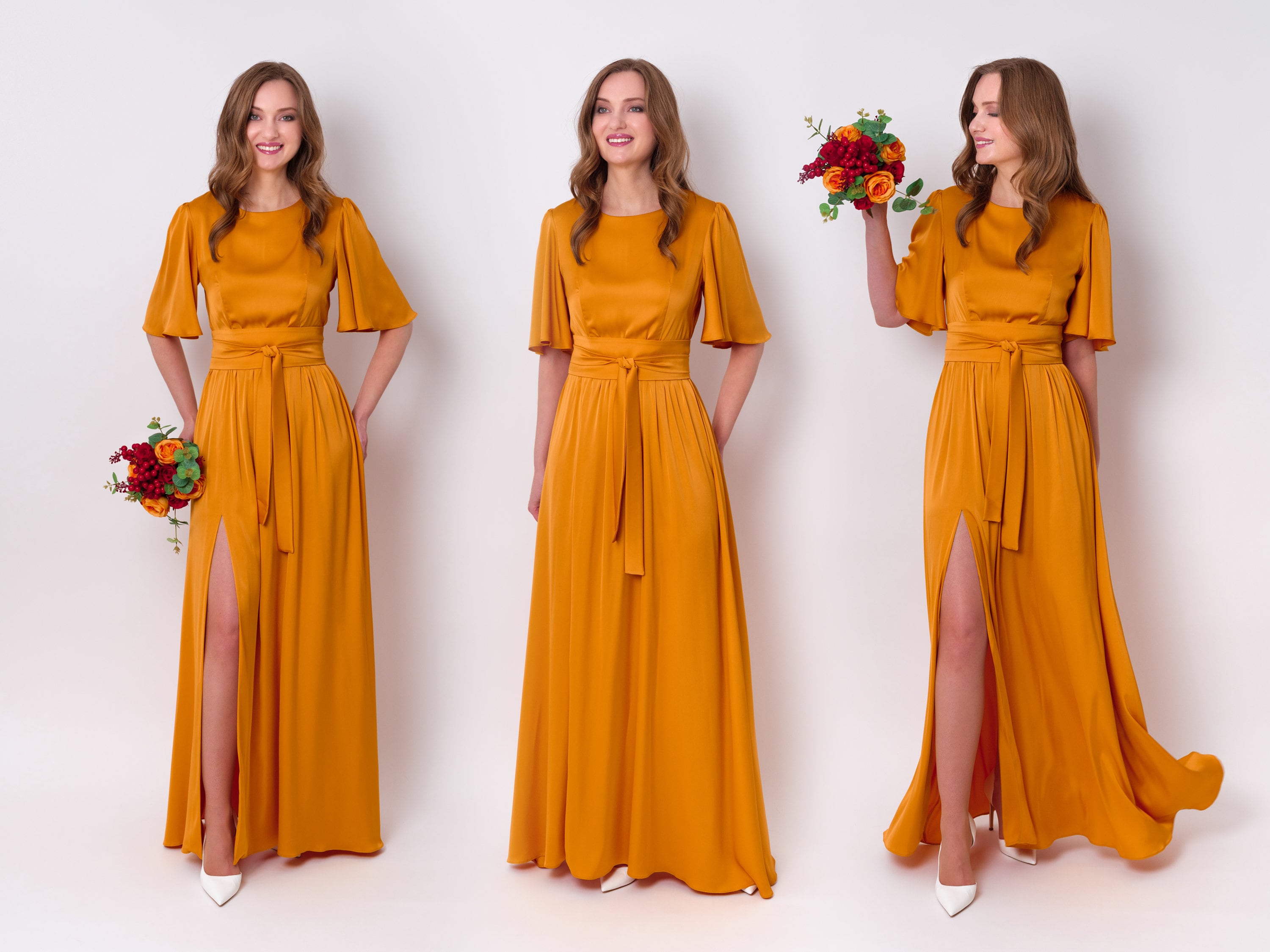 Modest Yellow Dress Long