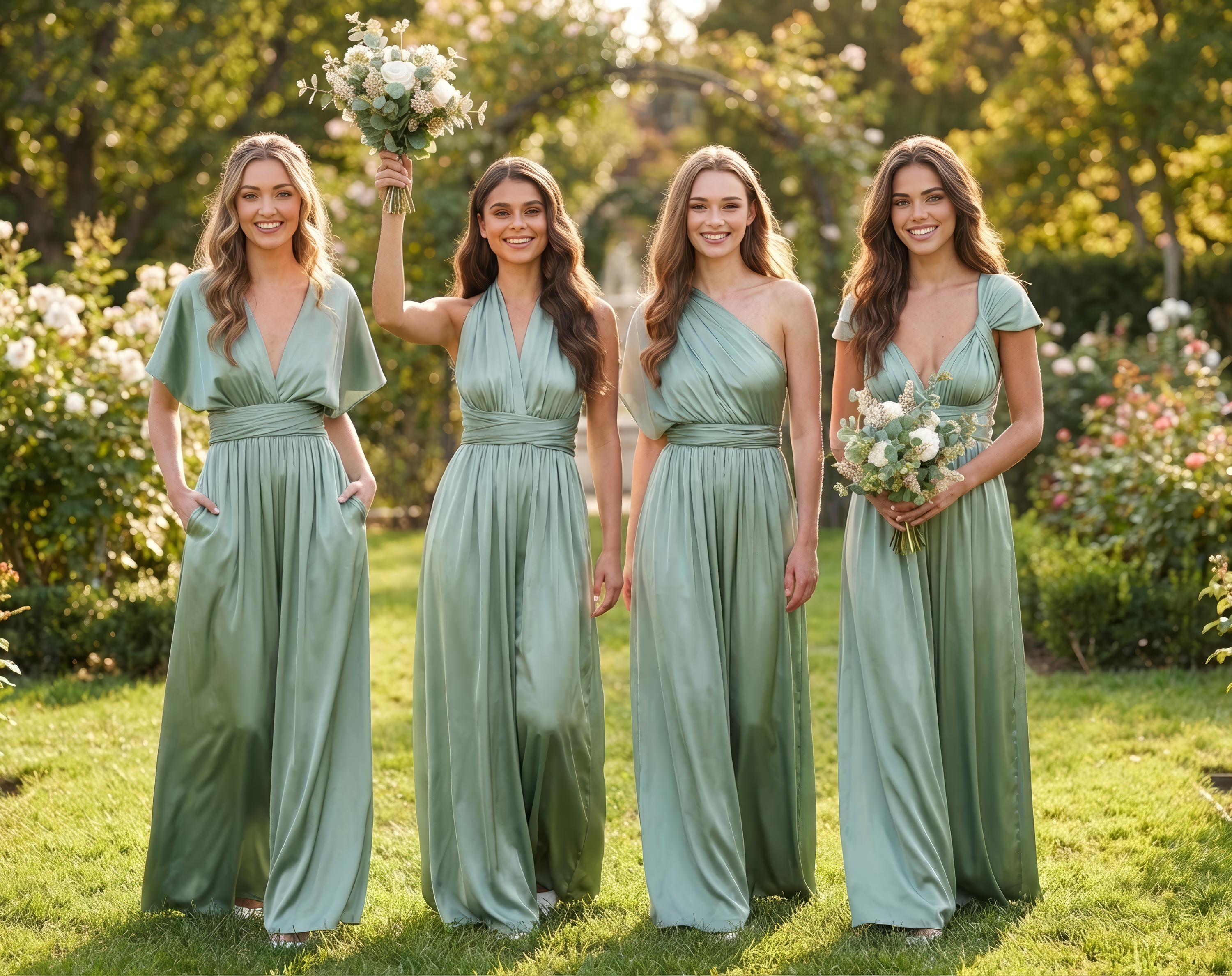 sage green overall dress Silk Infinity Jumpsuit, Multiway Convertible Bridesmaid Sequin Styles