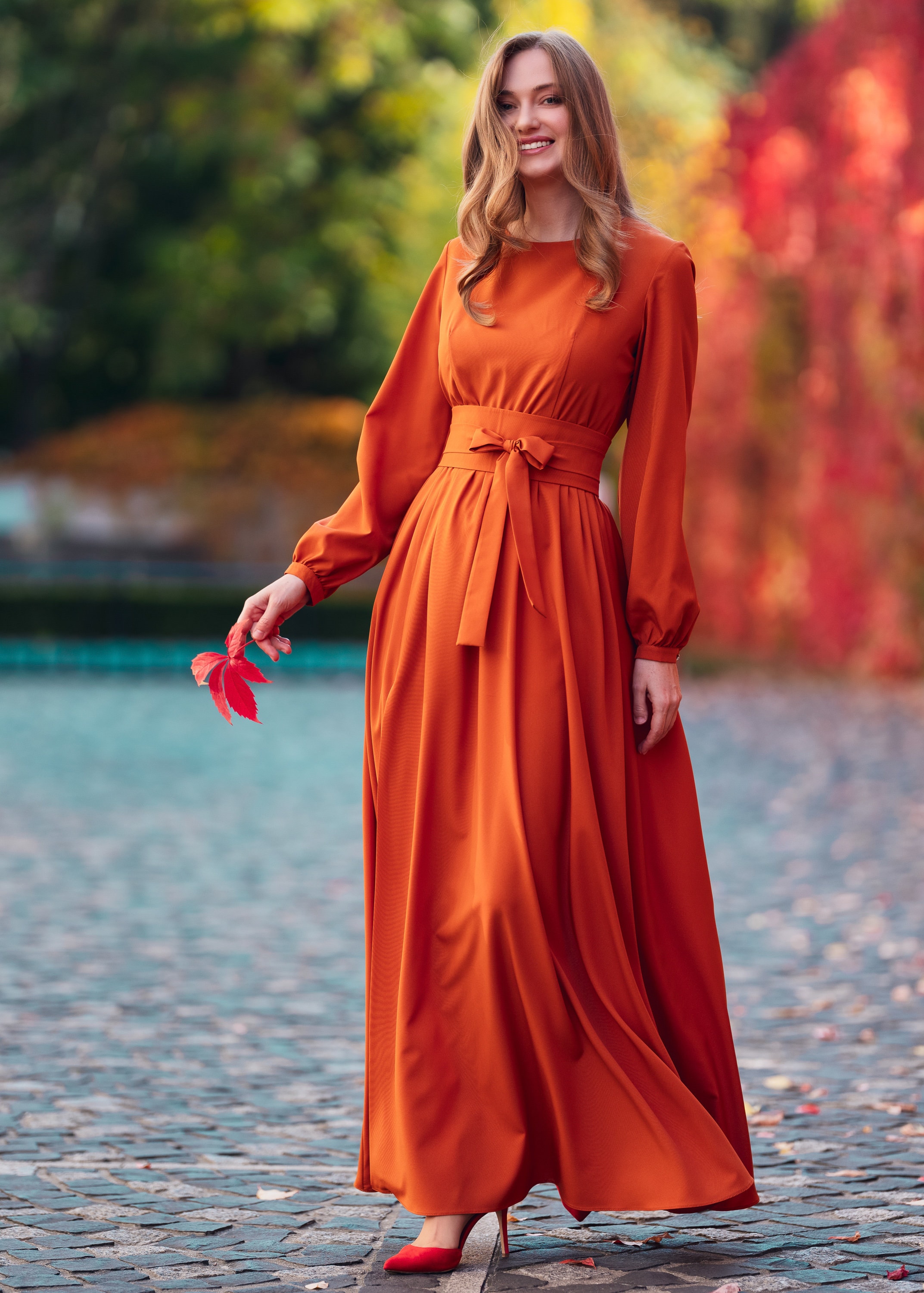 orange brown dress Ladivine CD337 Satin Maxi Slit A Line Corset Formal Bridesmaid Prom Evening Gown 10 / Sienna Line Neckline Gorgeous Burnt Orange Halter Evening