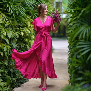 Bright Pink Bridesmaid Dresses Etsy UK