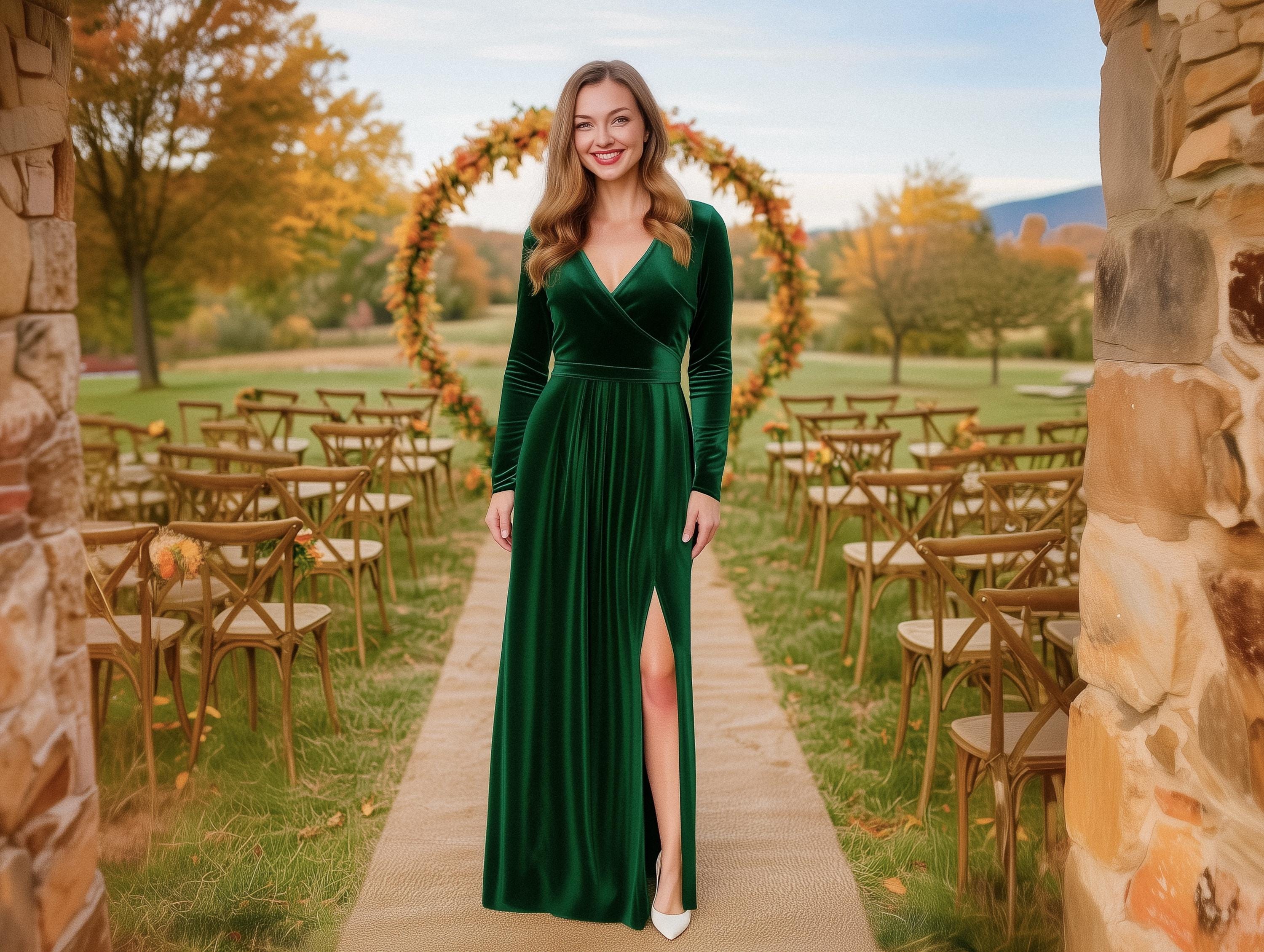 Emerald Green Velvet Maternity Dress - Etsy