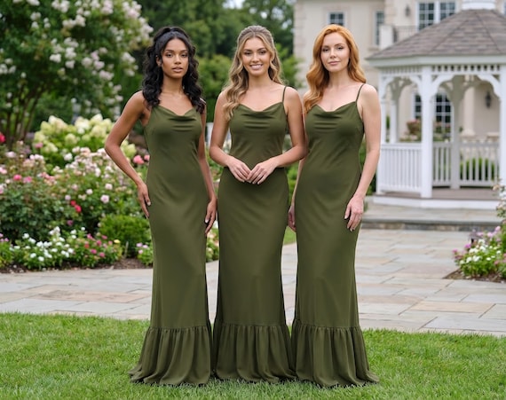 Olive Green Chiffon Slip Dress, Adjustable Straps, Bridesmaid Gown, Wedding Guest Outfit - Etsy Olive Green Chiffon Slip Dress, Adjustable Straps, Bridesmaid Gown, Wedding Guest Outfit - Etsy