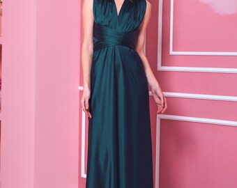 Infinity Dress, Dark Teal Green Silk Dress, Bridesmaid Dress, Silk Dress,  Multi Wrap Dress, Convertible Dress, Multiway Dress, Long Dress - Etsy