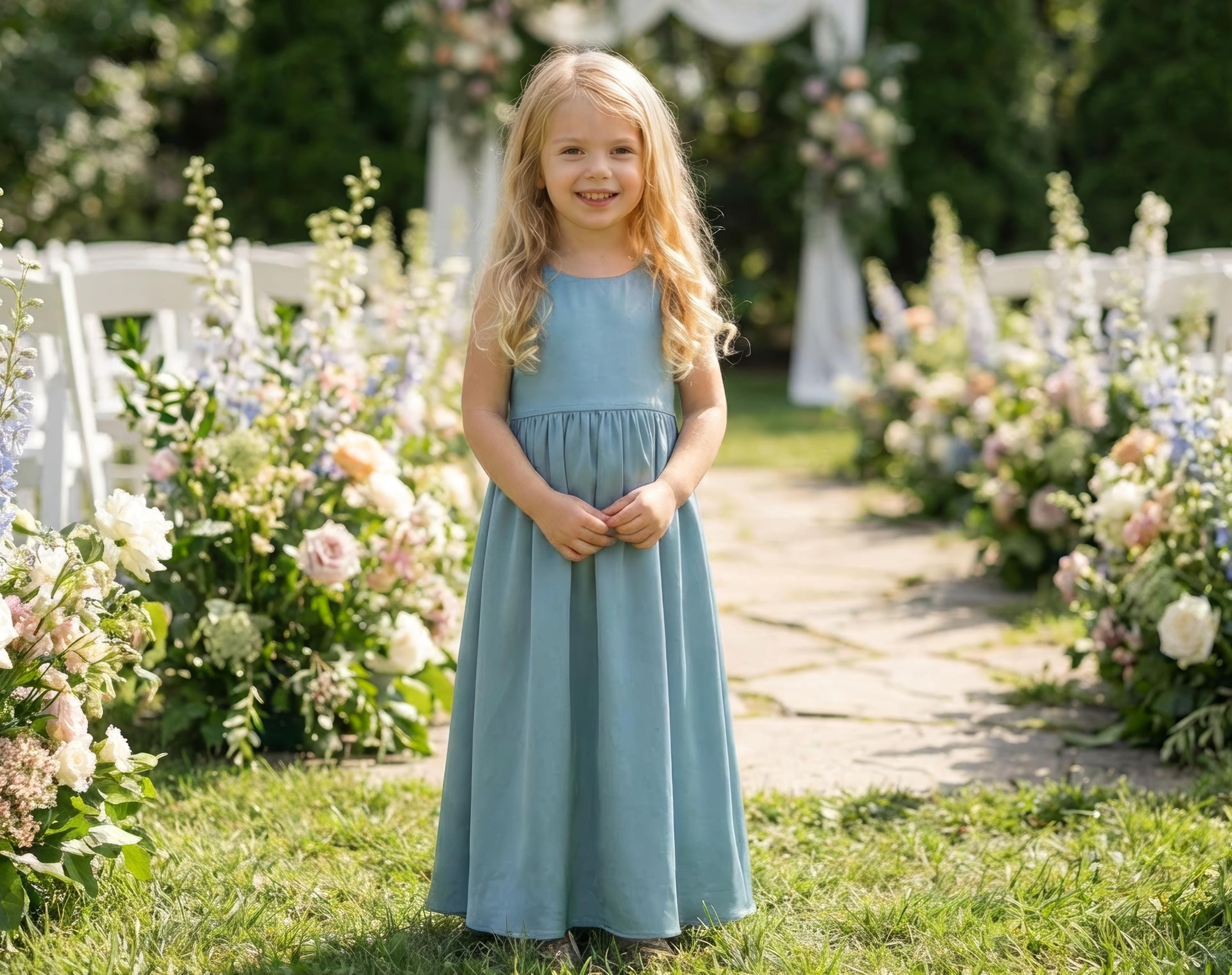 Junior Bridesmaid Dress Blue - Etsy