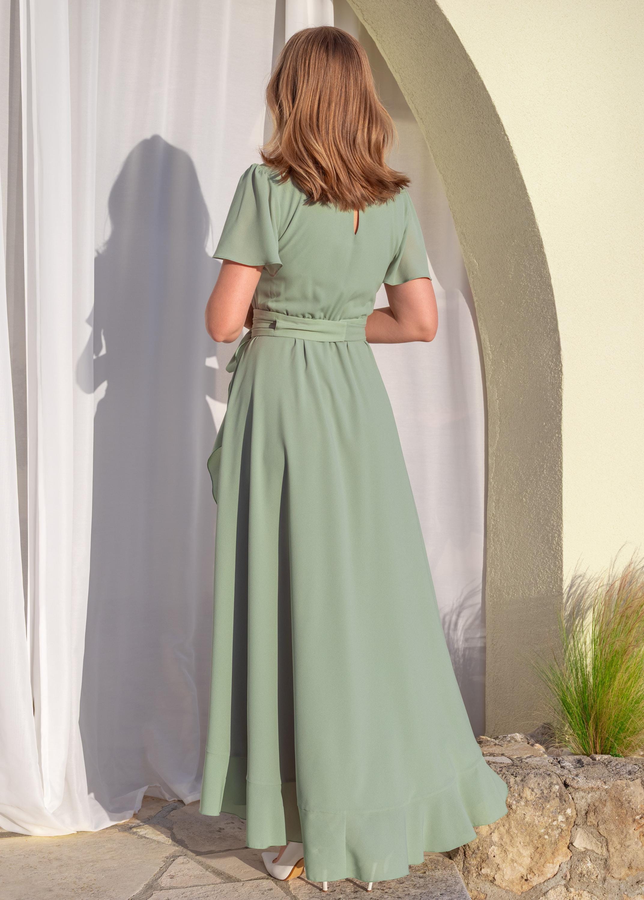 green dress night out Taleah Cut Out Maxi Dress Green| Beginning Boutique US 6