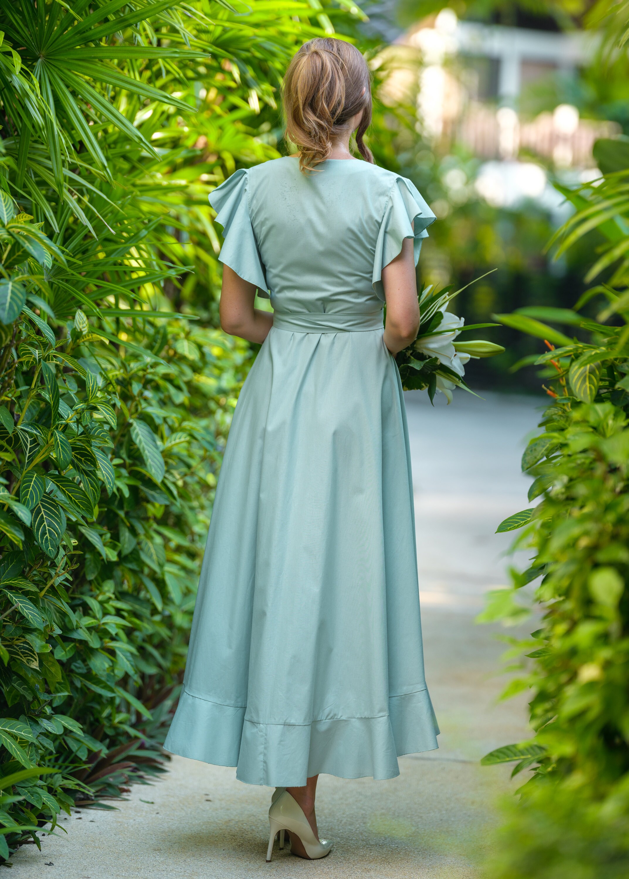 white christmas dresses Ruffle Maxi Dress in Black | One Shoulder Cotton Maxi Dress main image 0