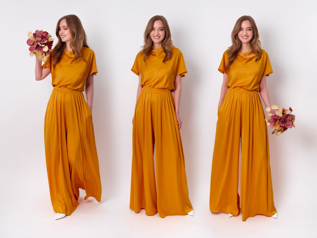 Gold Silk Jumpsuit Silk Jumpsuit Bridesmaid Jumpsuit - Etsy