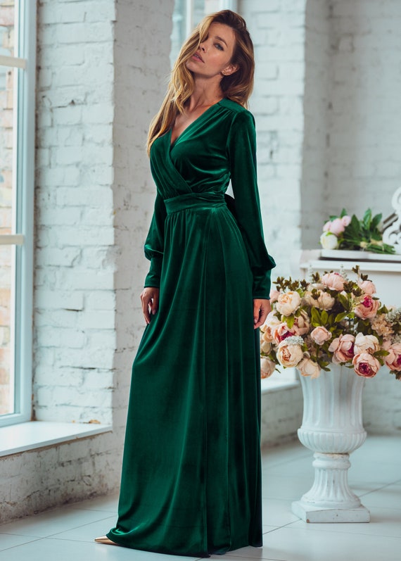 green velvet dress long sleeve