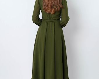 green emerald velvet dress Iris Embroidered Chiffon Bridesmaid Dress main image 0
