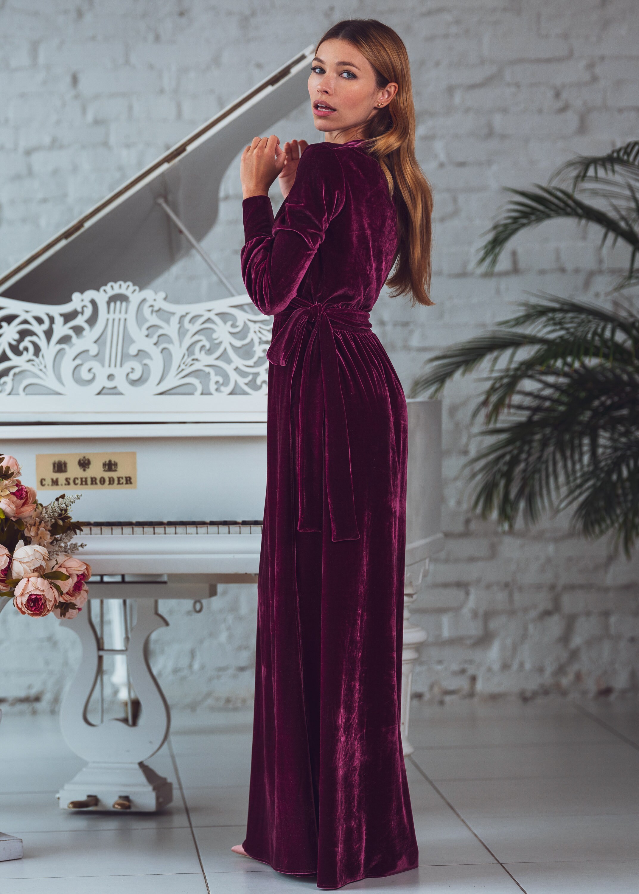 velvet wrap dress burgundy Glitter Velvet Wrap Midi Dress