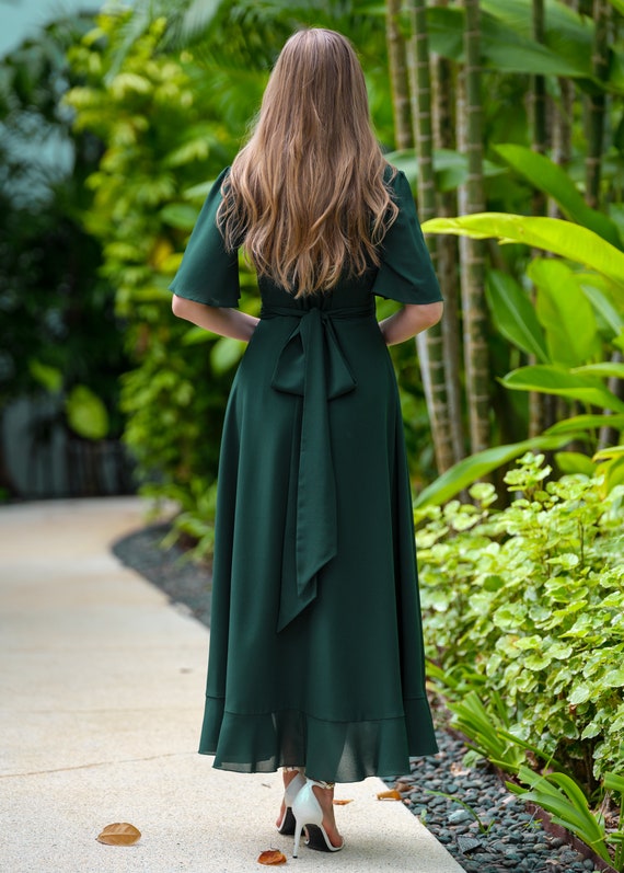 sachin and babi light blue dress Moss Green Bridesmaid Dress