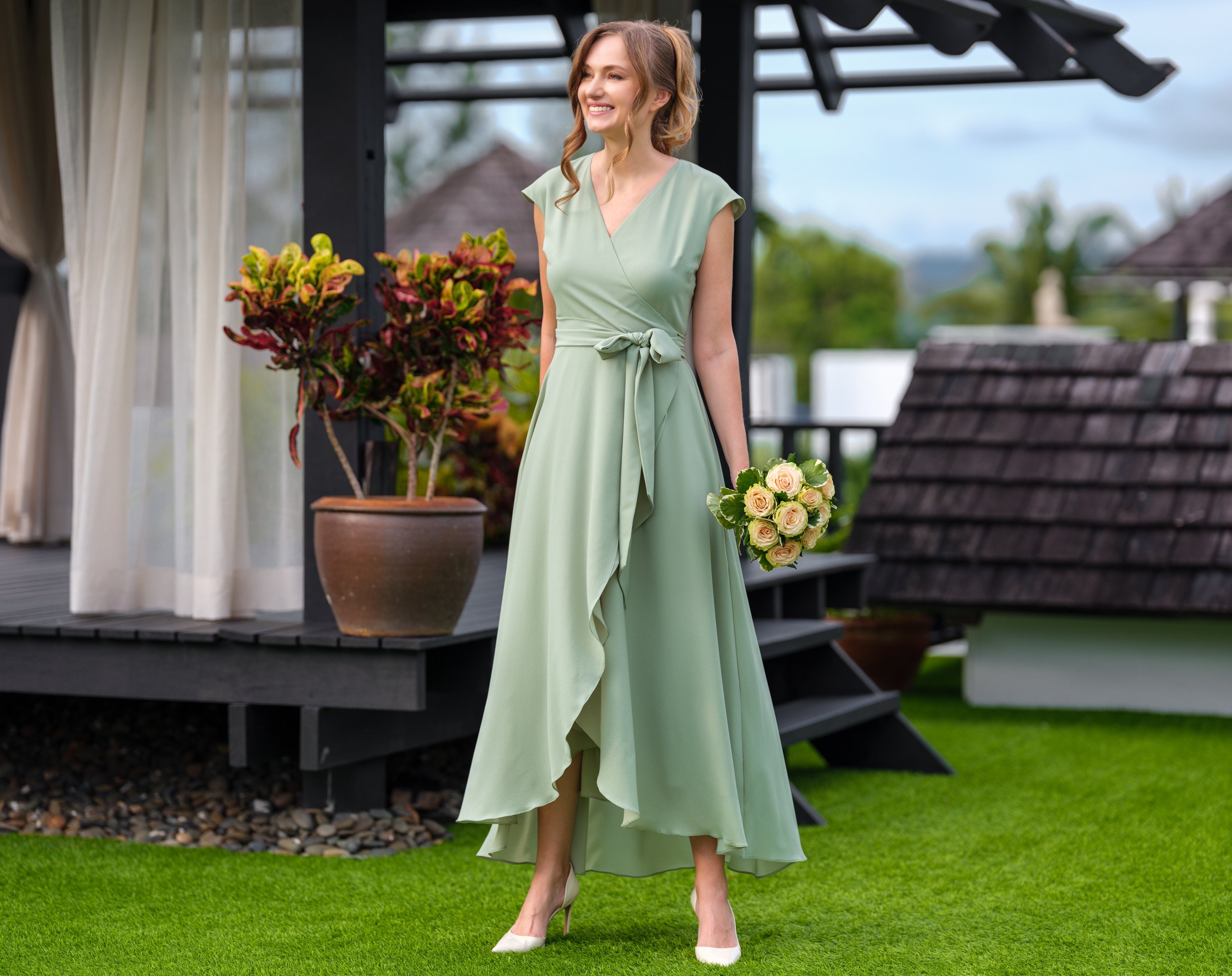 green emerald velvet dress Ever-Pretty Sage Green Bridesmaid Gowns main image 1