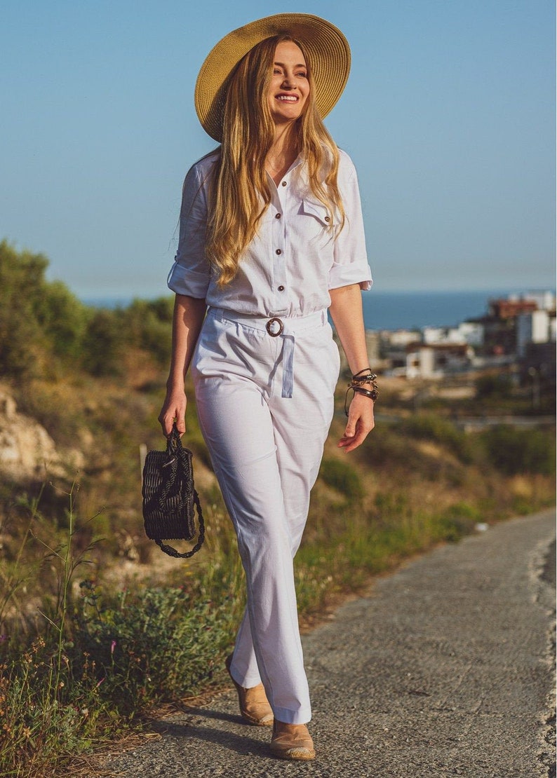 White Cotton Jumpsuit
