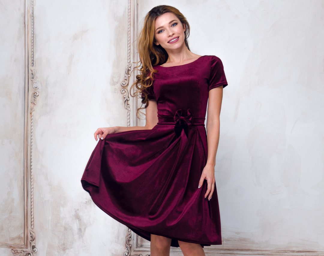 black velvet prom dress A Line Long Sleeves Dresses P1918 – PreppyDress Size:XXXL Prom Dress Shops Dusty Women Lace Short Sleeve Dress