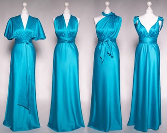 Abito Estivo Blu Turchese Abito Di Seta Maxi Women Resort - Foto 11