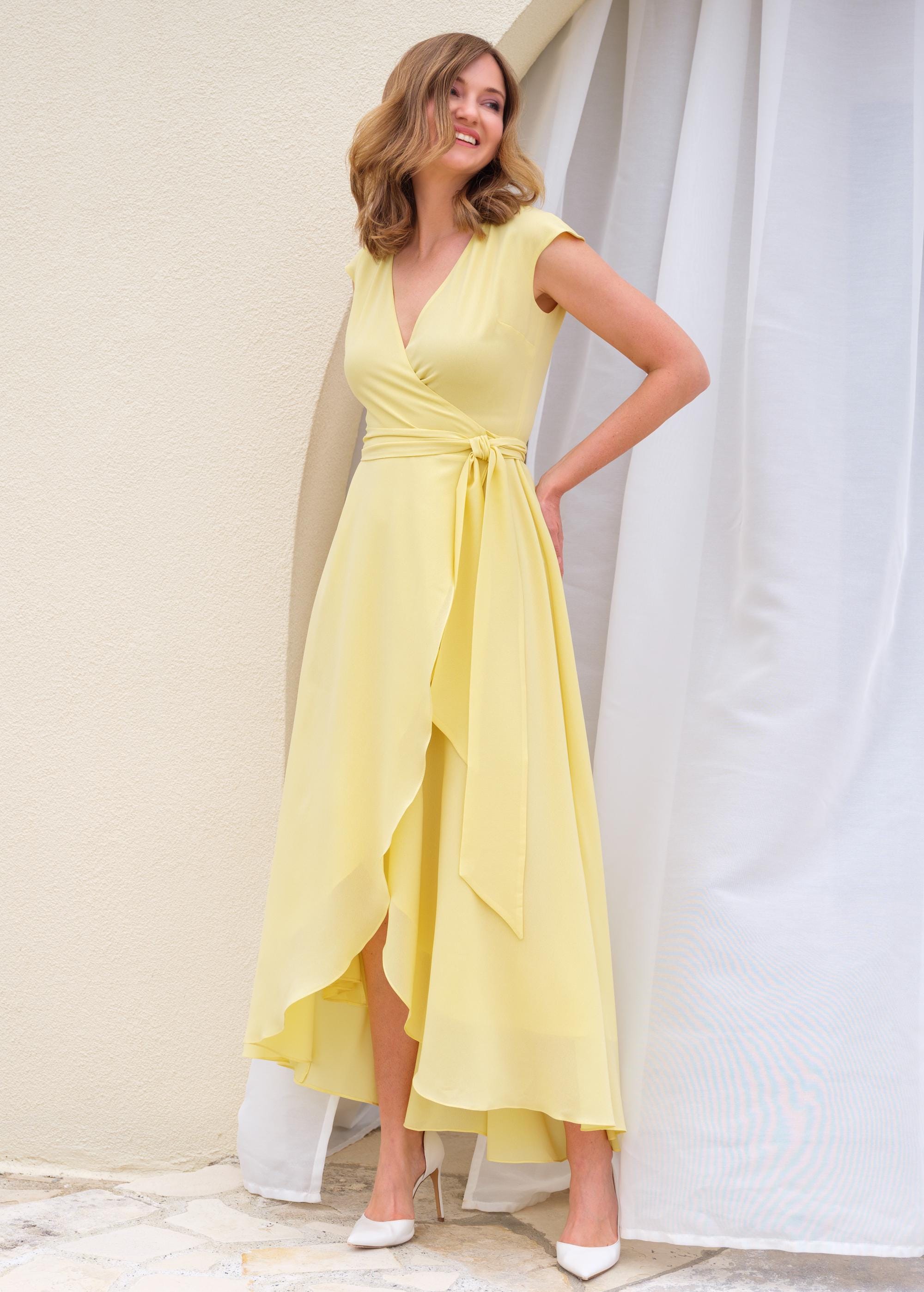 patterned yellow dress Magdalen Yellow Floral Maxi Dress