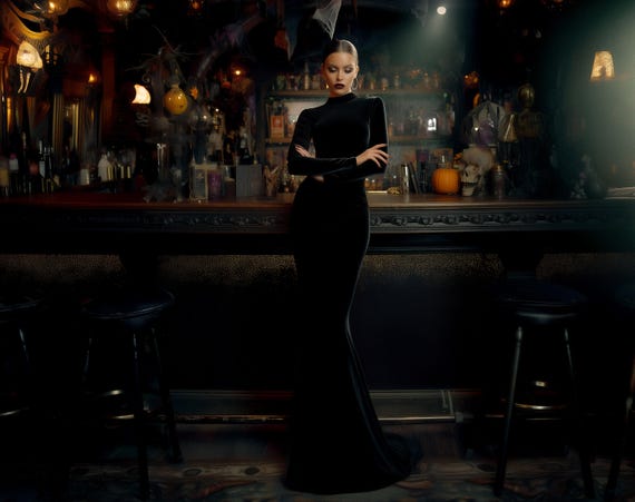 Black Velvet Halloween Dress | Witchcore Evening Mermaid Gown | Spooky Season Formal Wear | Dress for Halloween | Elegant Vampire Costume Black Velvet Halloween Dress | Witchcore Evening Mermaid Gown | Spooky Season Formal Wear | Dress for Halloween | Elegant Vampire Costume