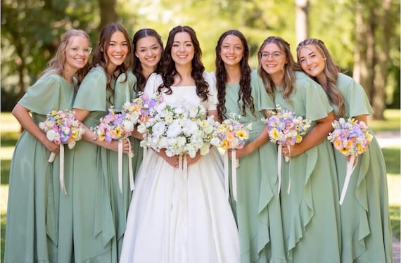 princess polly baby blue dress Bridesmaid Dress | Sage Green Ruffle Dress With Belt | Elegant Bridesmaid &  Special Occasion Dress | Wedding Guest Dress | Custom Made