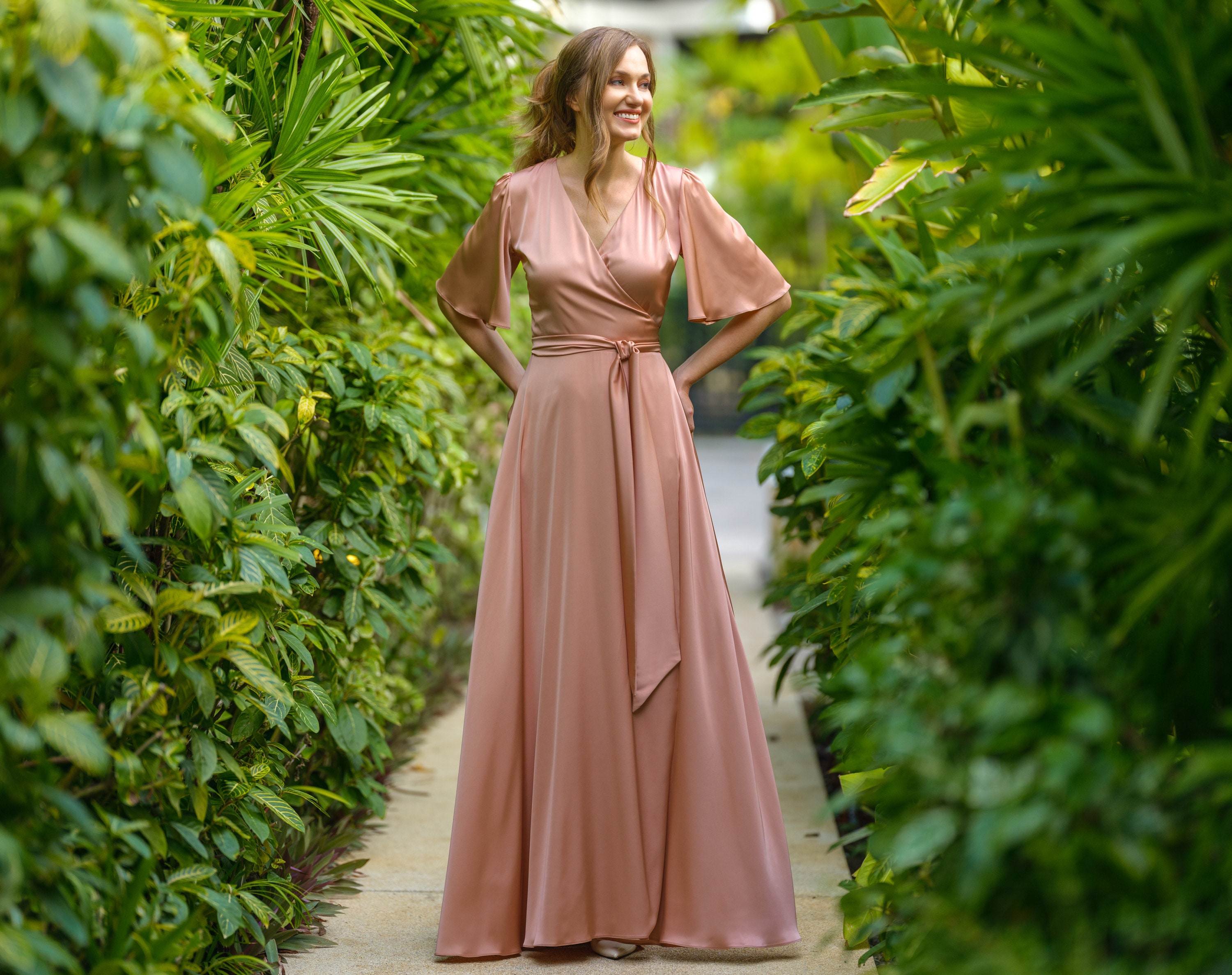 rose gold evening dress Stella Couture 23130 Size 2, 12 Rose Gold Long Fitted Sequin Peak Poin –  Glass Slipper Formals main image 0