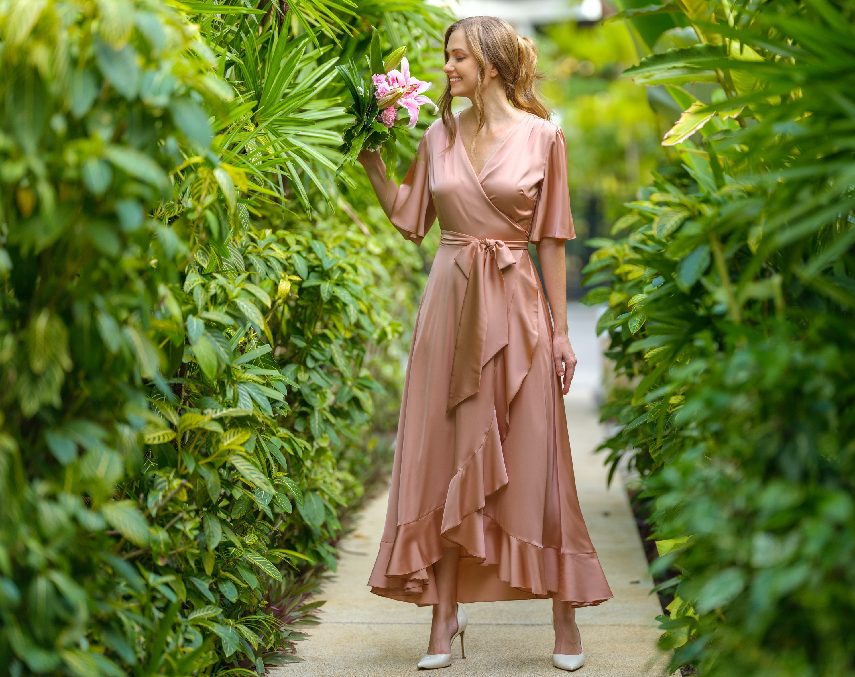 petite dusty rose bridesmaid dresses Mismatch A-line Long Dusty Rose Bridesmaid Dresses – FancyVestido