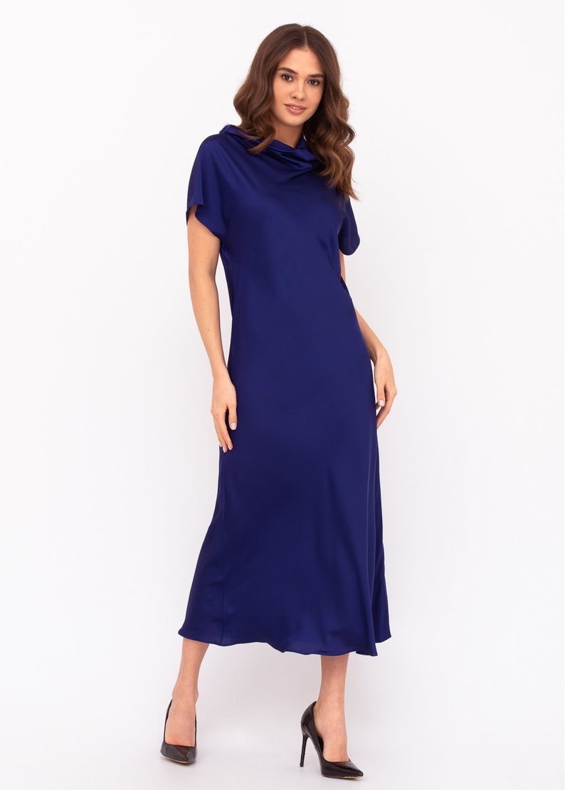 Satin Navy Blue Dress