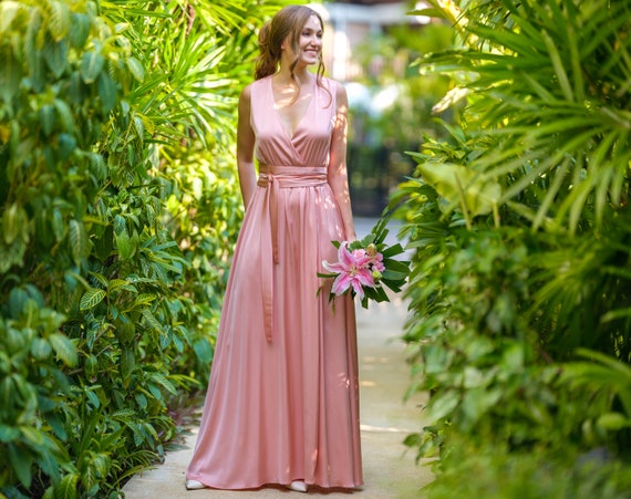strapless open back dress Billie Dress in Blush Satin – Ivy City Co main image 1