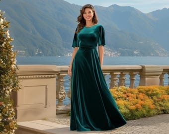 free people green velvet dress Velvet Riley Dress w. Collar main image 1