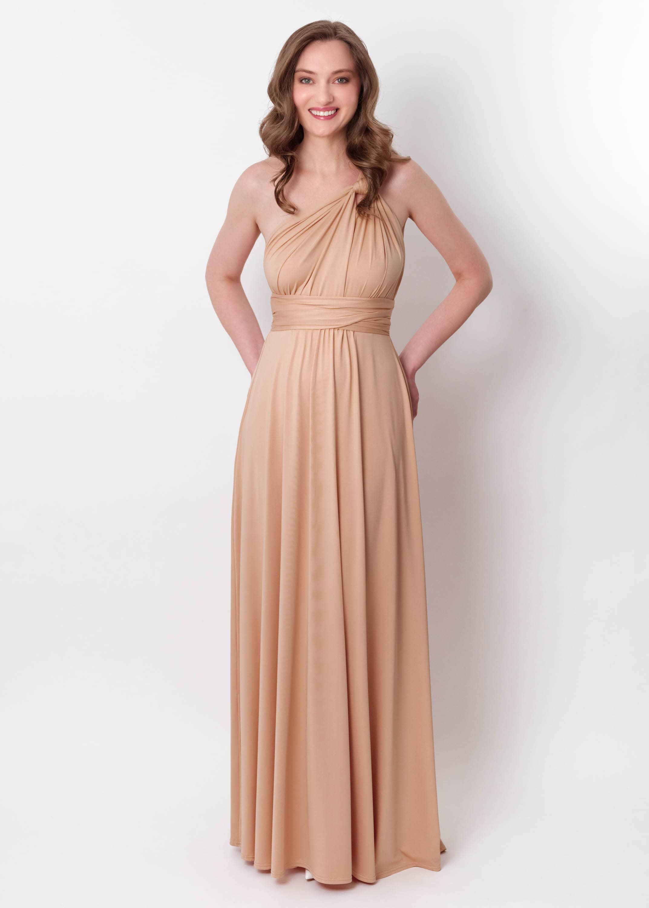 Champagne Gold Infinity Dress, Bridesmaid Dresses, Wedding Guest Dress, Velvet Dress, Multi Wrap Dress, Convertible Dress, Multiway Dress