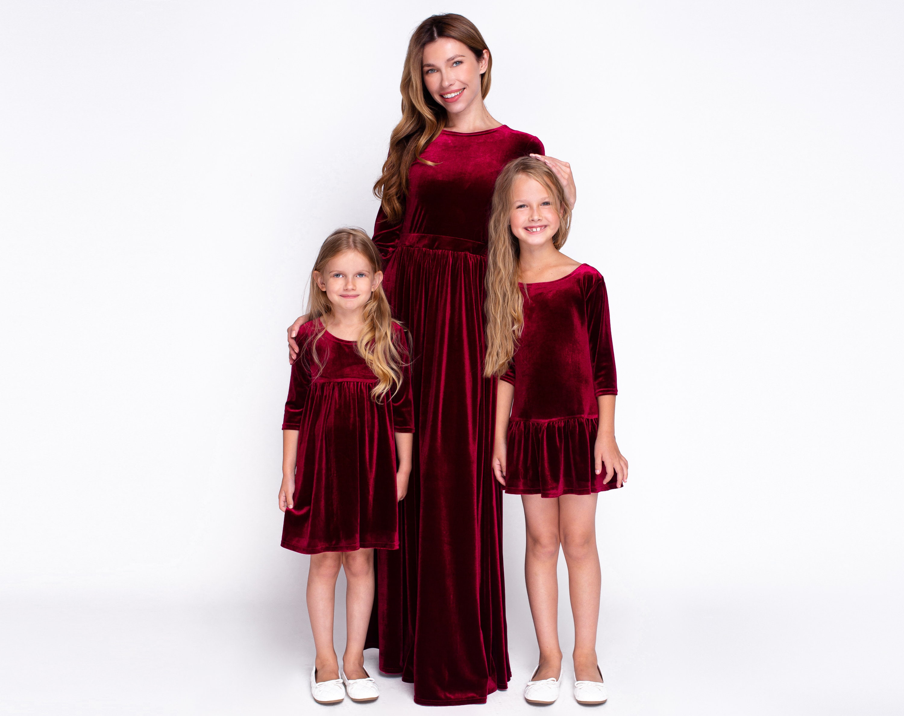 Mommy and me burgundy velvet dresses, Mother and Daughter dresses, photoshoot dress for Mother and daughter, dresses for girls