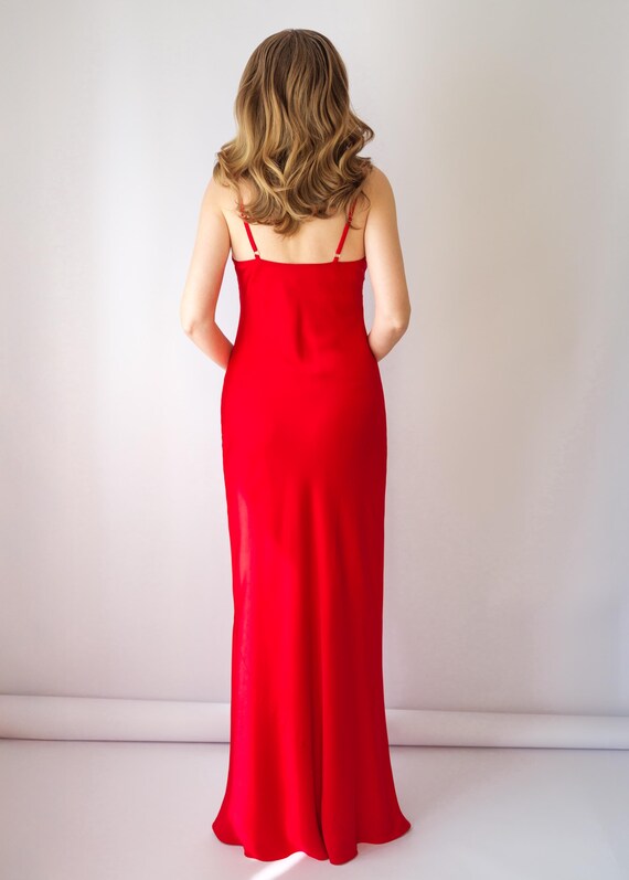 red slip dresses Dress Upcycled Silk L wont be repeated Wine Red Satin A-Line Slip