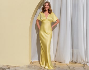 Luxury Dress Yellow Pastel Butter off Shoulder Colour Glam Beaded Sequin Wedding  Guest Gown Size 8 UK - Etsy