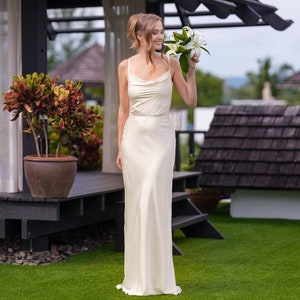 Silk dress in ivory, slip long dress, bridesmaid dress, silk satin dress, wedding guest dress, evening dress, cocktail party,bridesmaid gift
