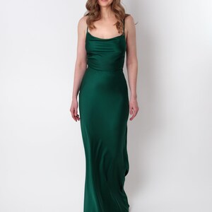slip dress emerald green Allison | Satin Slip Dress Emerald main image 0